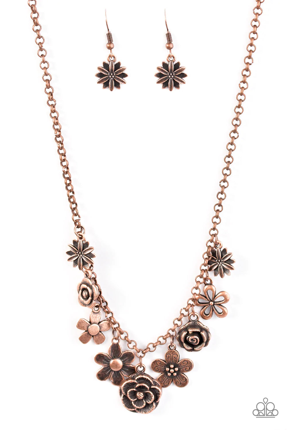 Paparazzi Necklace ~ Head Over ROSES - Copper