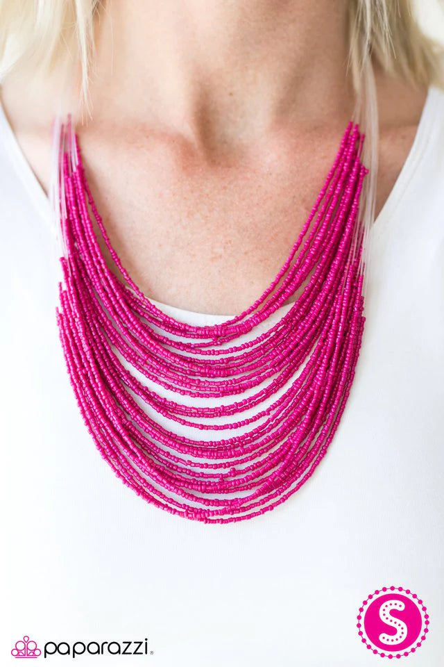 Collar Paparazzi ~ Resplandor de la selva tropical - Rosa