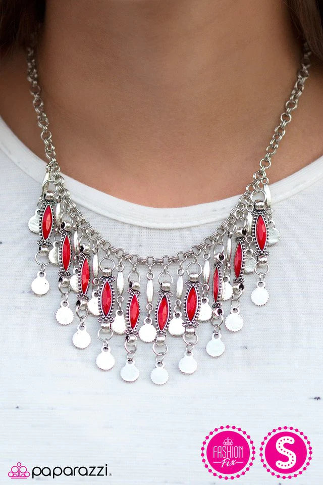 Paparazzi Necklace ~ Wonderfully Wild - Red