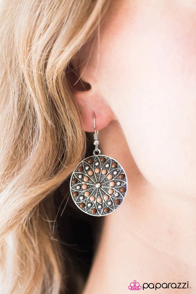 Paparazzi Earring ~ Grow Free, Wild Flower - Brown