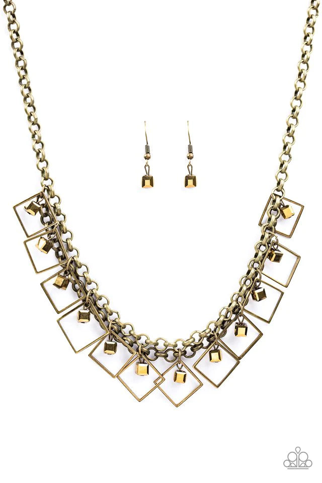 Paparazzi Necklace ~ GEO Down In History - Brass