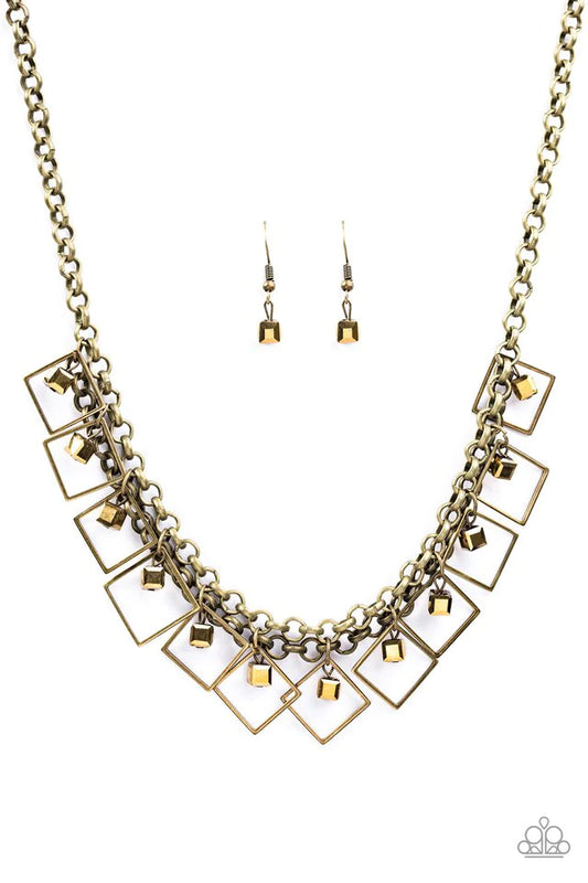 Paparazzi Necklace ~ GEO Down In History  - Brass