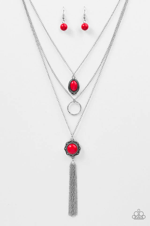 Paparazzi Necklace ~ Floral Fanatic - Red