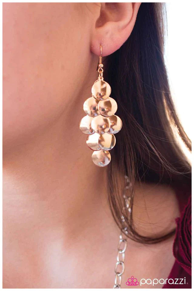 Paparazzi Earring ~ Around Here - Gold
