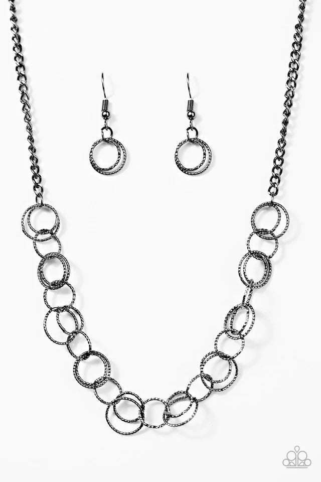 Paparazzi Necklace ~ One RING Leads To Another - Black