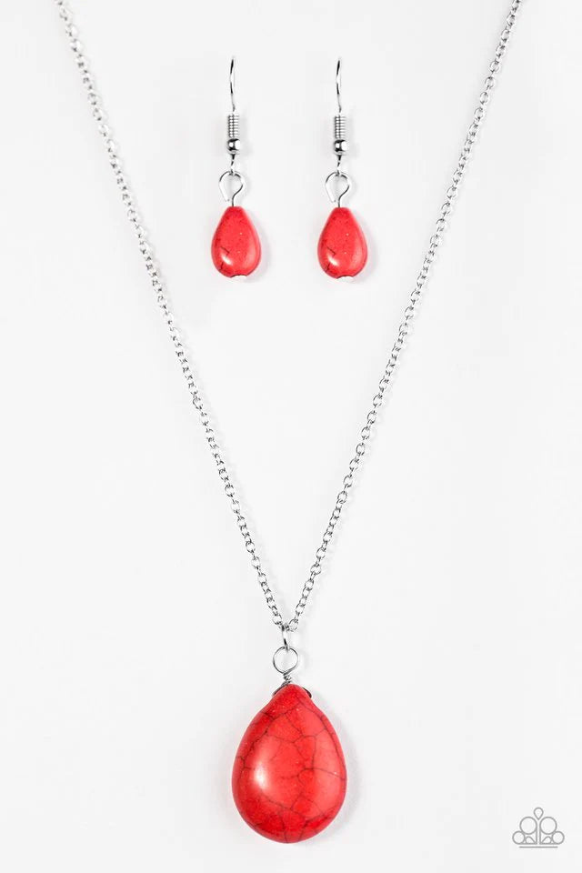 Paparazzi Necklace ~ Stone Solo - Red