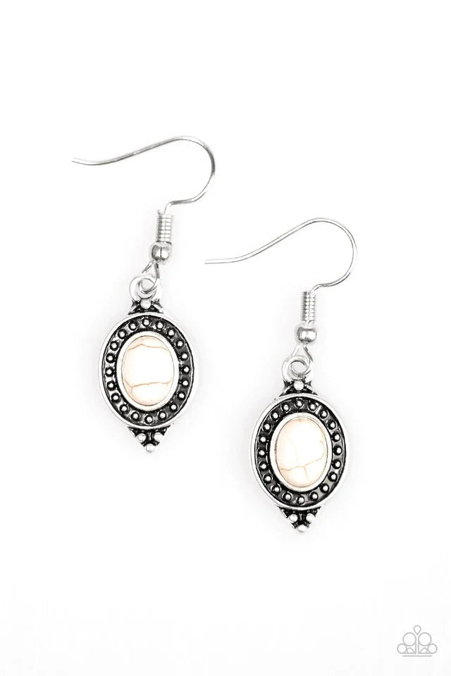 Paparazzi Earring ~ Rodeo Ride - White