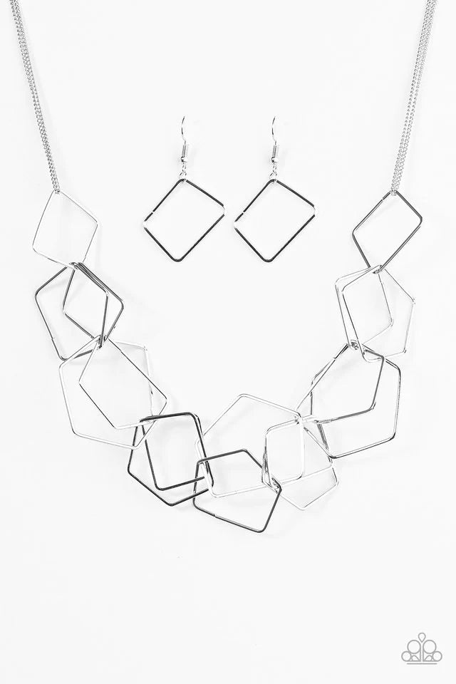 Collar Paparazzi ~ Caos industrial - Plata