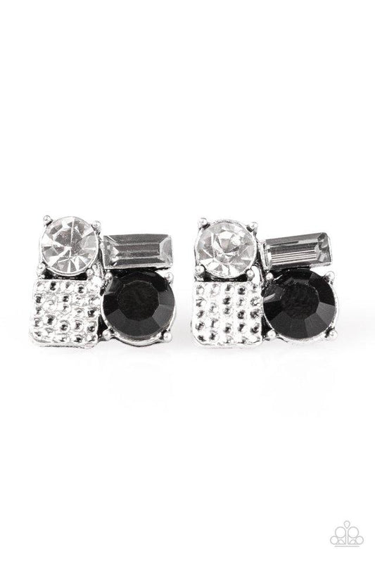 Paparazzi Earrings - Mixing Business with Sparkle - Black