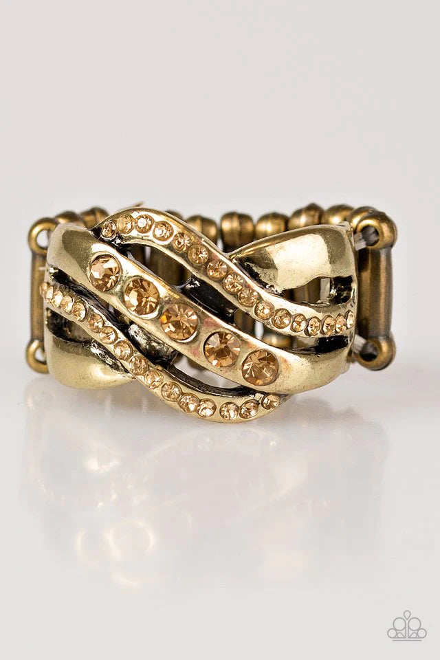 Paparazzi Ring ~ Flirting With Sparkle Brass Paparazzi Jewelry Online Store 