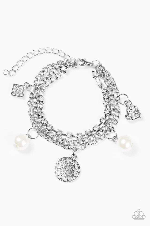 Pulsera Paparazzi ~ Hollywood Sweetheart - Blanco