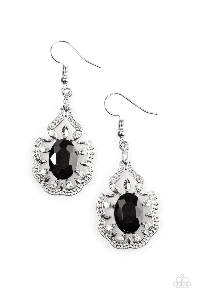 Paparazzi Earring ~ Chicly Courtesan - Black