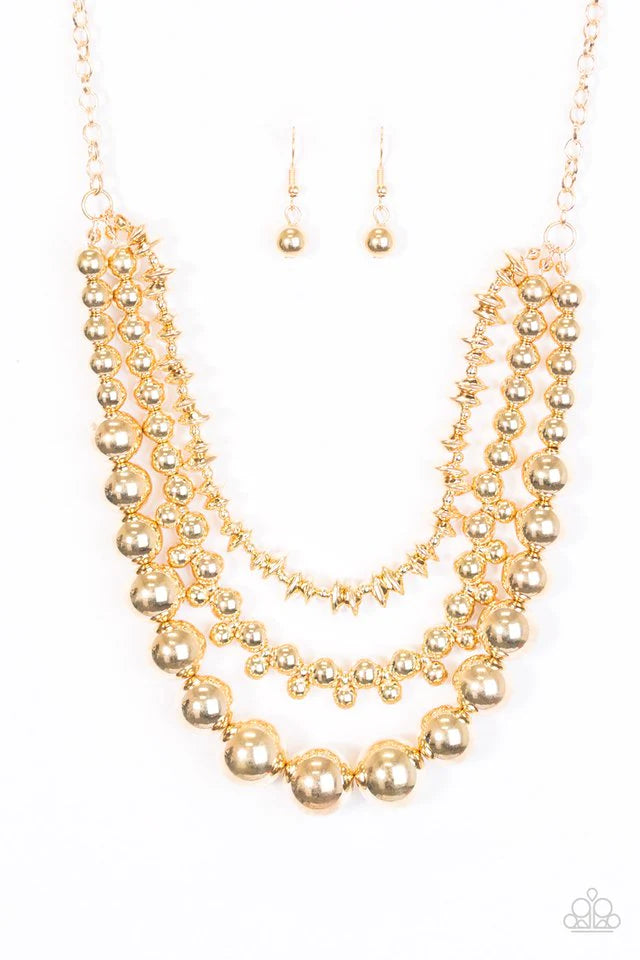 Paparazzi Necklace ~ Beaded Beauty - Gold