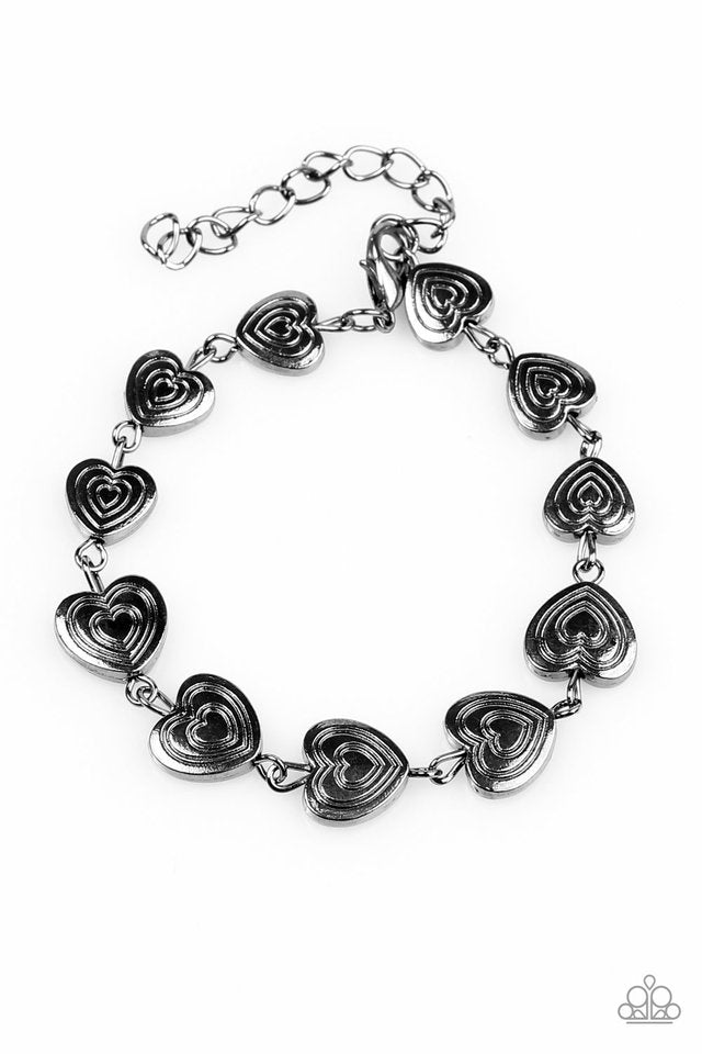 Pulsera Paparazzi ~ Sin sentimientos de corazón - Negro