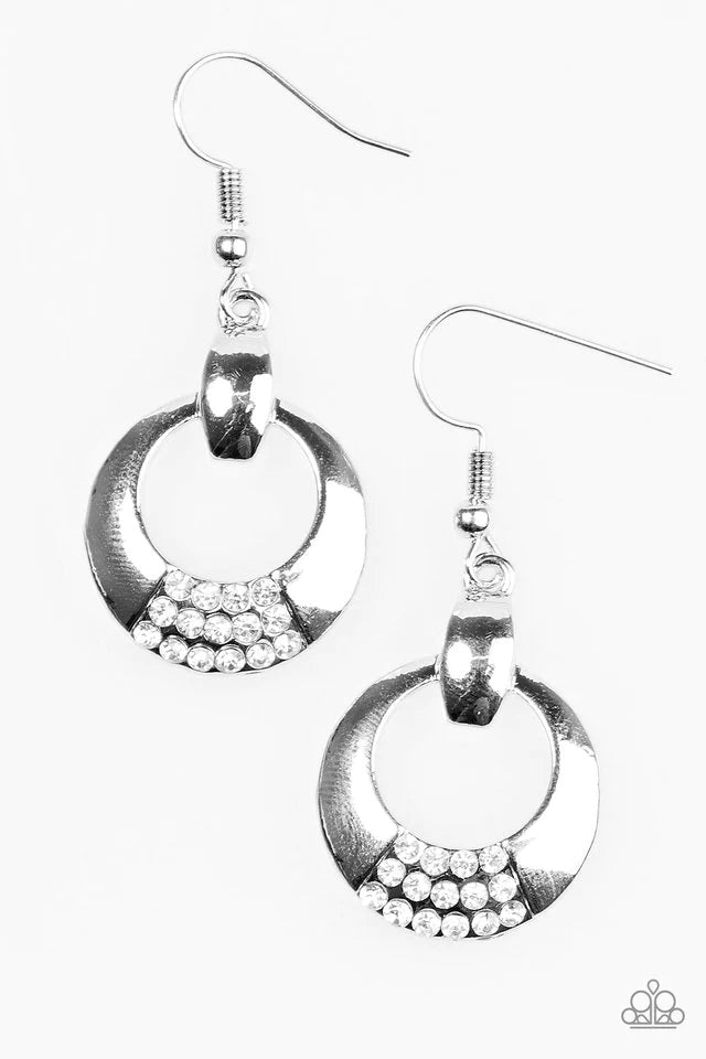 Paparazzi Earring ~ Glitter and Glam - White