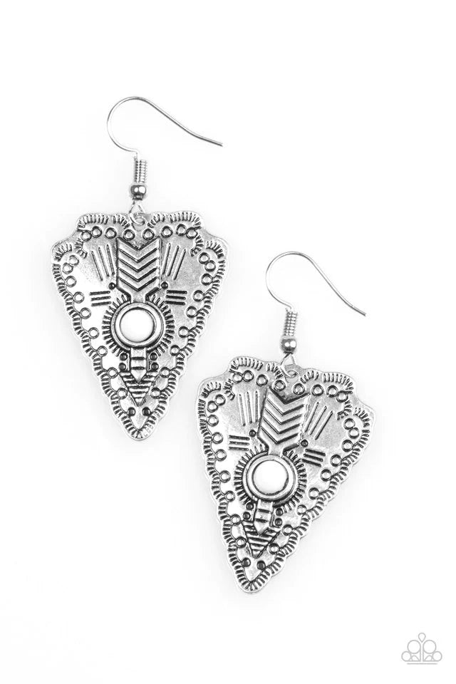 Paparazzi Earring Aim True White Paparazzi Jewelry Online Store