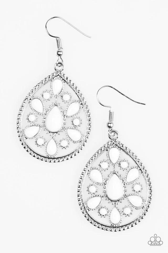 Paparazzi Earring ~ Pretty Princess White Paparazzi Jewelry Online Store