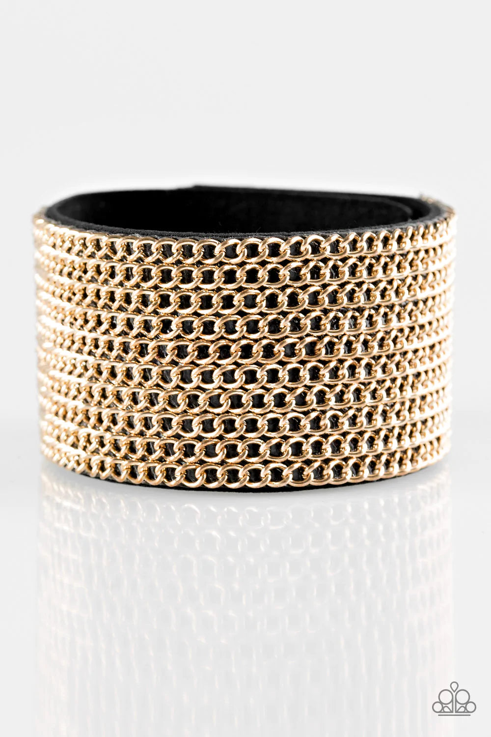 Pulsera Paparazzi ~ GLAM Of Steel - Negro