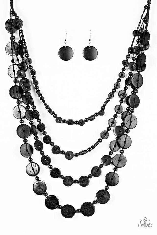 Collar Paparazzi ~ Estilo Fiji - Negro