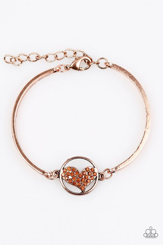 Paparazzi Bracelet ~ HEART Knock Life - Copper