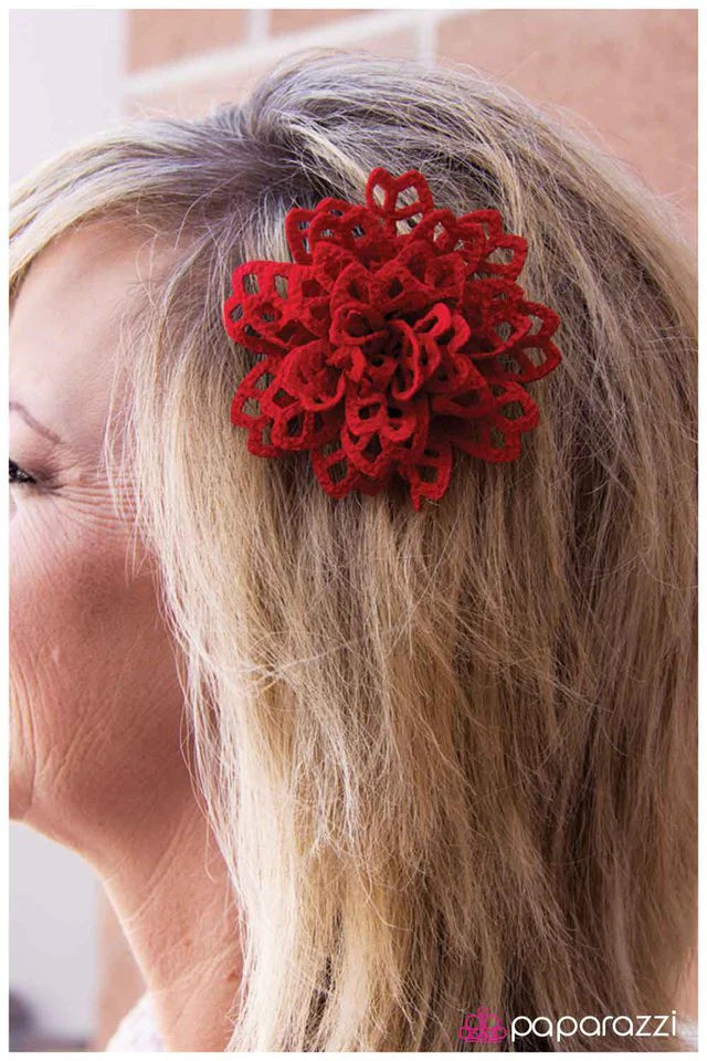 Paparazzi Hair Accessories ~ HOLE-Heartedly yours - Red