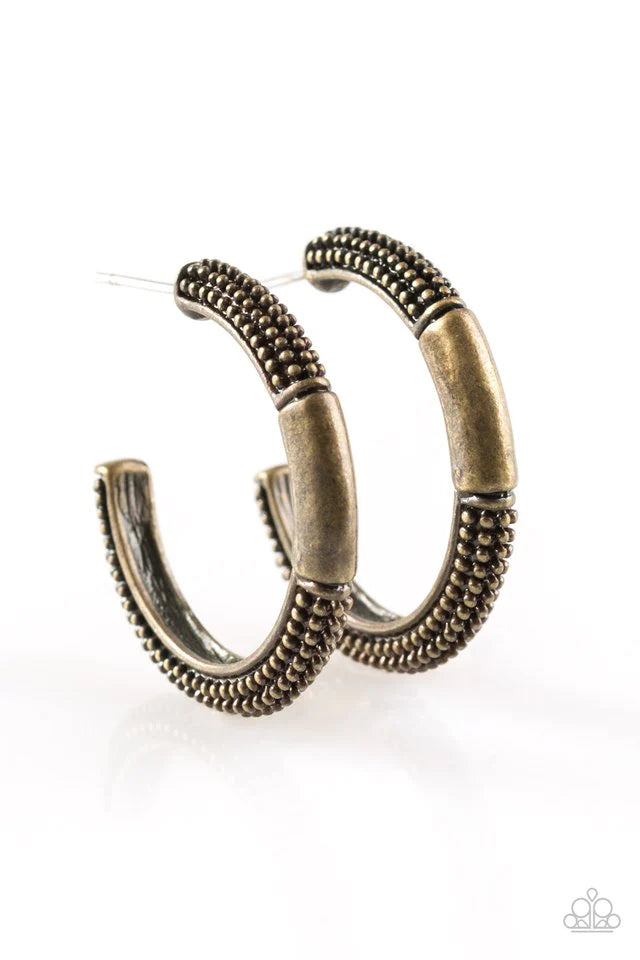 Paparazzi Earring ~ The BEAST Of The BEAST - Brass