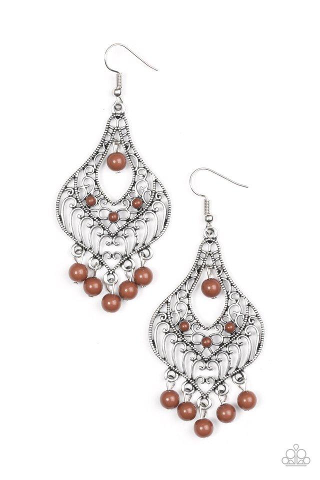 Paparazzi Earring ~ Elegant Enchantment - Brown