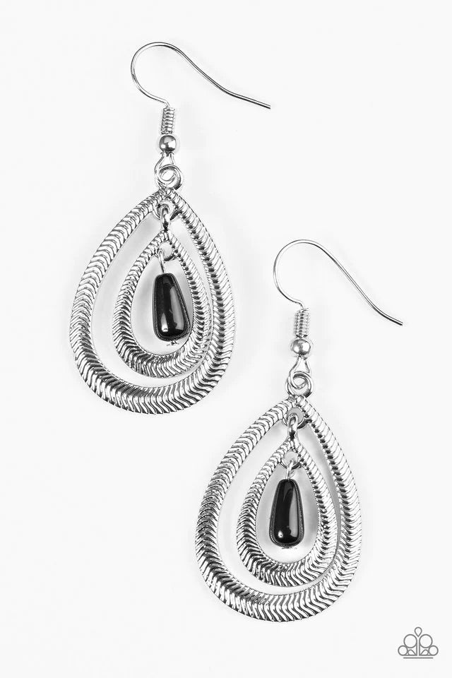 Paparazzi Earring ~ Tranquil Teardrops - Black