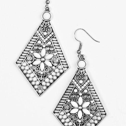 Paparazzi Earring ~ Stay Wild, Wildflower - White