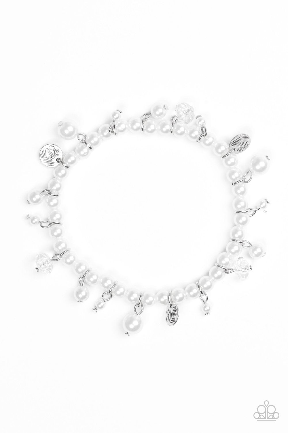 Pulsera Paparazzi ~ Cofre del tesoro elegante - Blanco