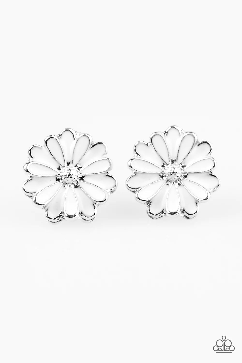 Paparazzi Earring ~ Magnificent Magnolia - White