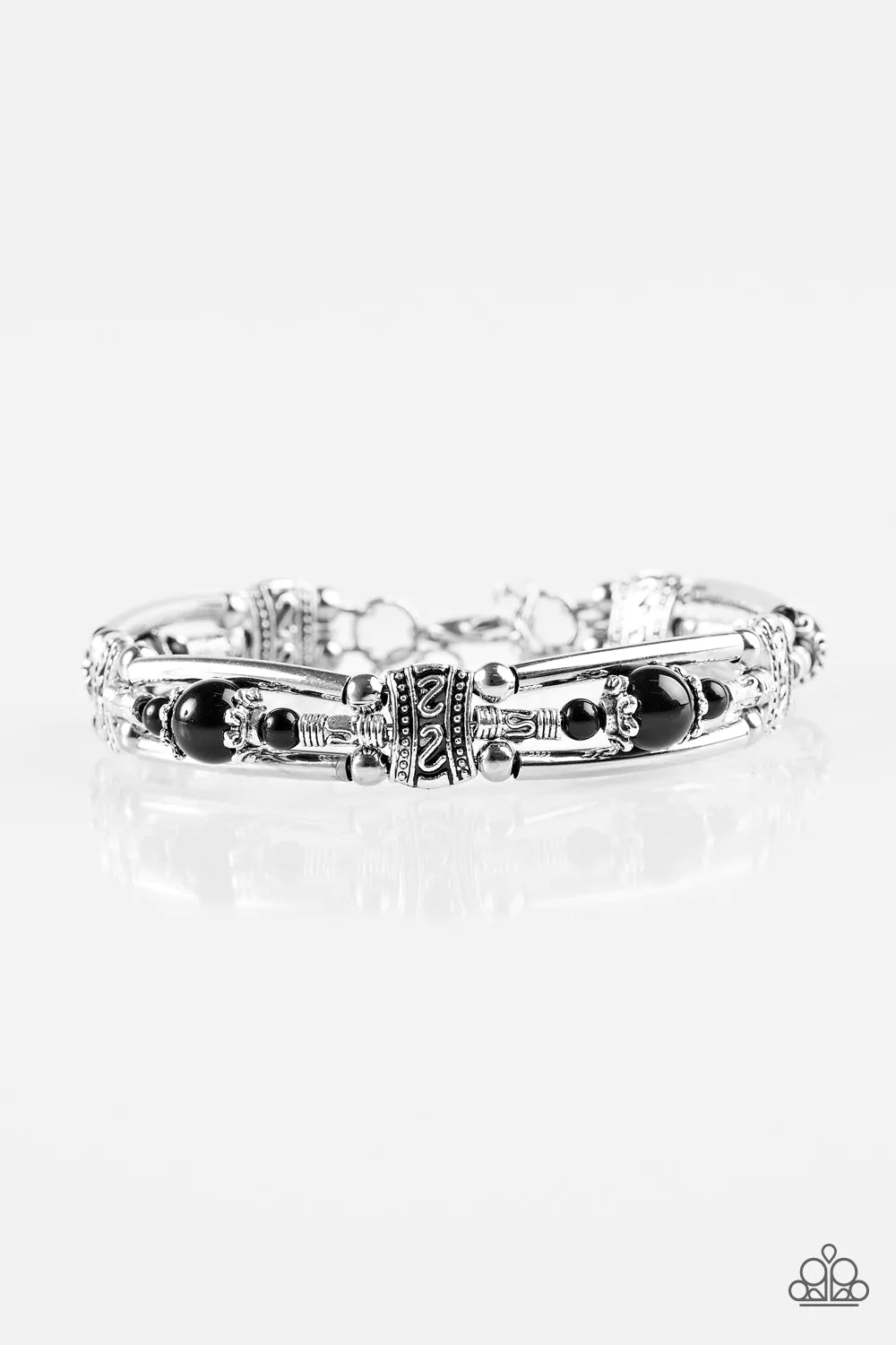 Paparazzi Bracelet ~ Happy Vibe, Happy Tribe - Black