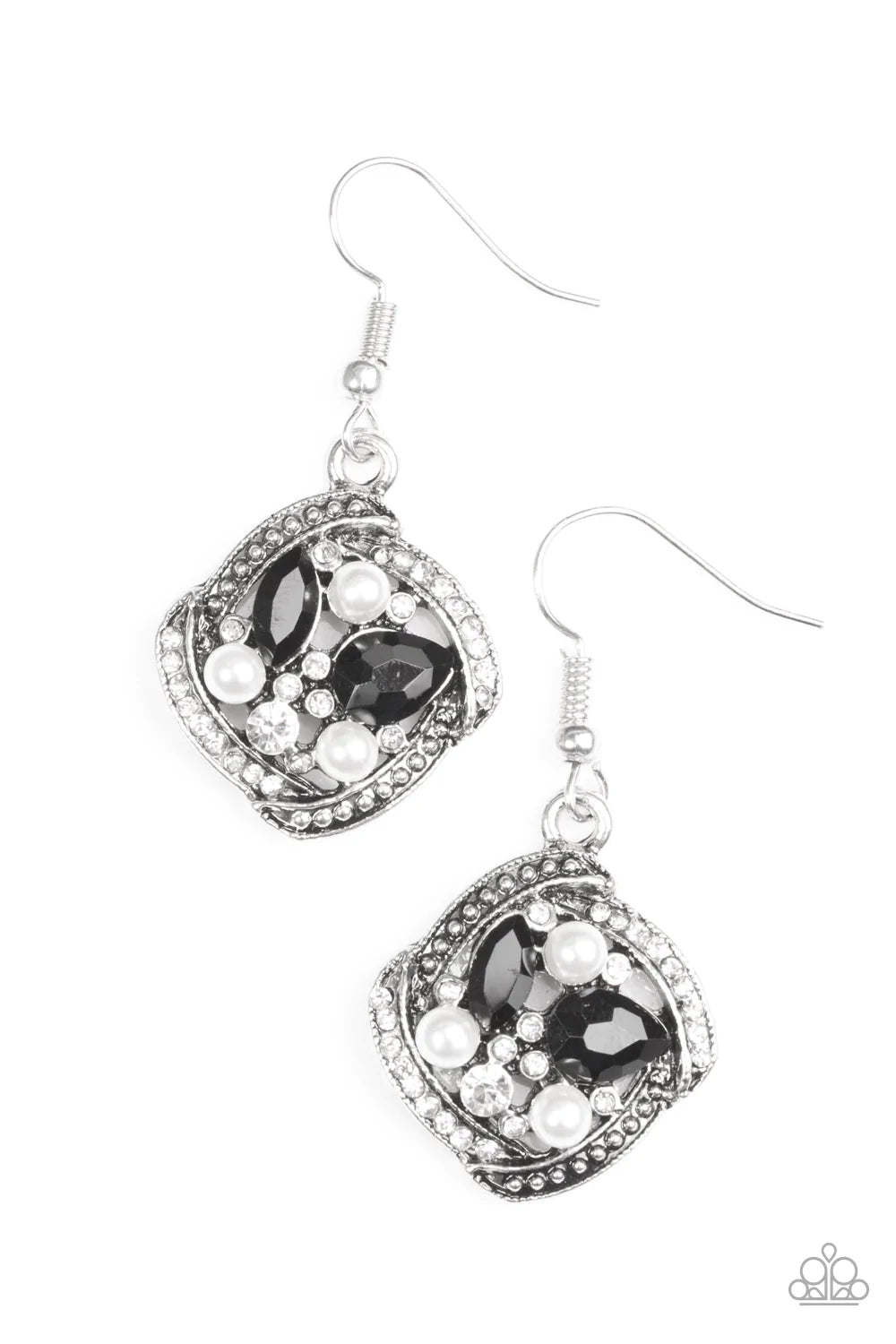 Paparazzi Earring ~ Prestigious Shimmer - Black