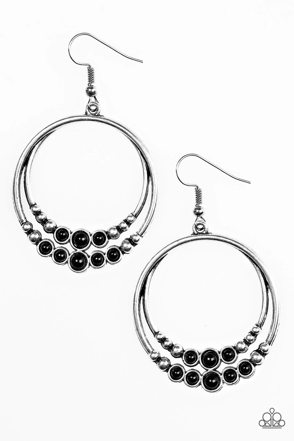 Paparazzi Earring ~ Spiraling Serenity - Black