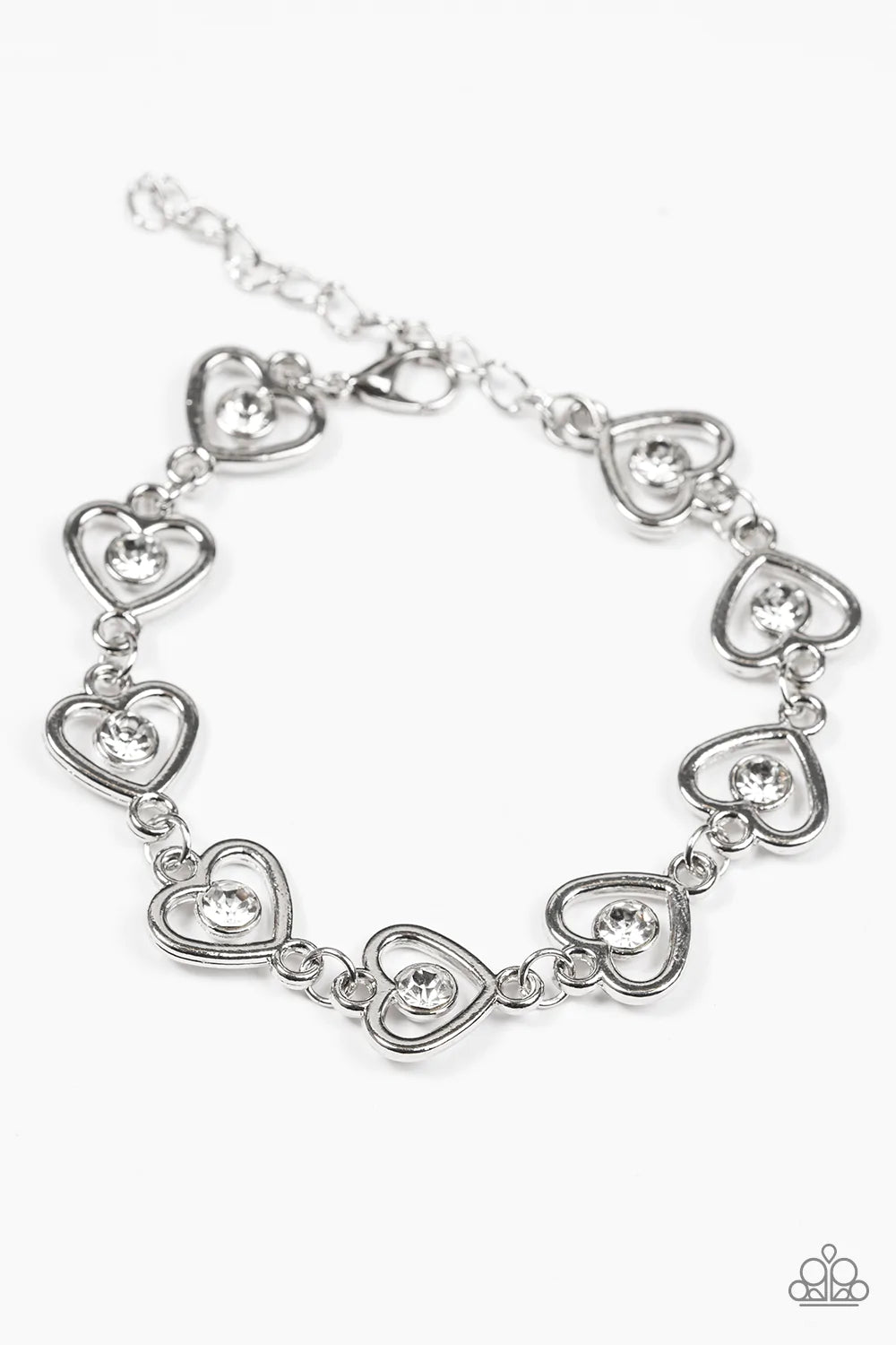 Pulsera Paparazzi ~ Corazón Celoso - Blanco