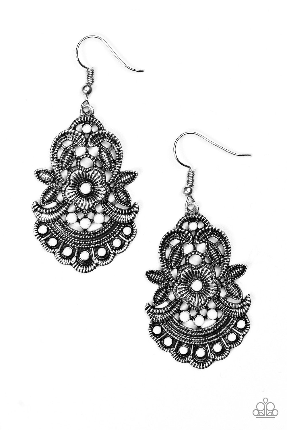 Paparazzi Earring ~ Blooming Bora Bora - White