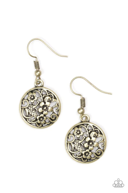 Paparazzi Earring ~ Flower Patch Perfection - Brass