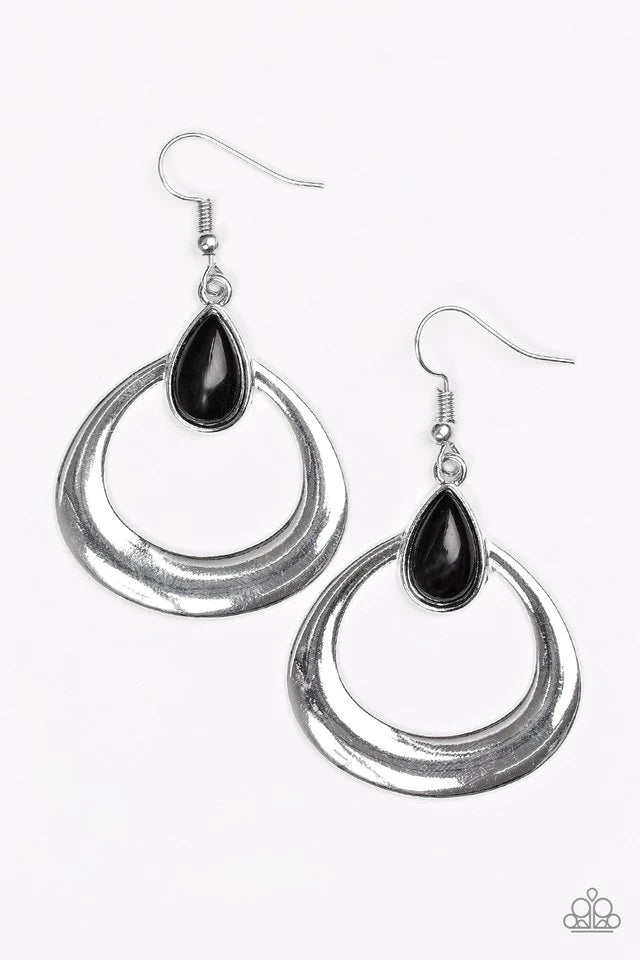 Paparazzi Earring ~ Open Lands - Black