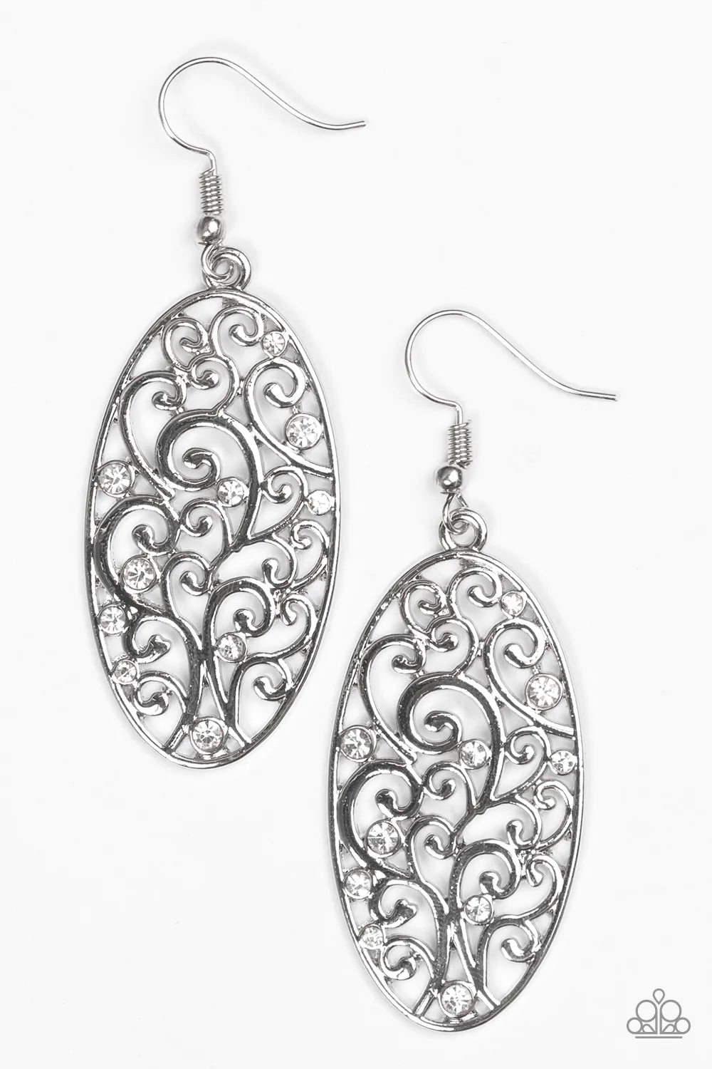 Paparazzi Earring ~ Glistening Gardens - White