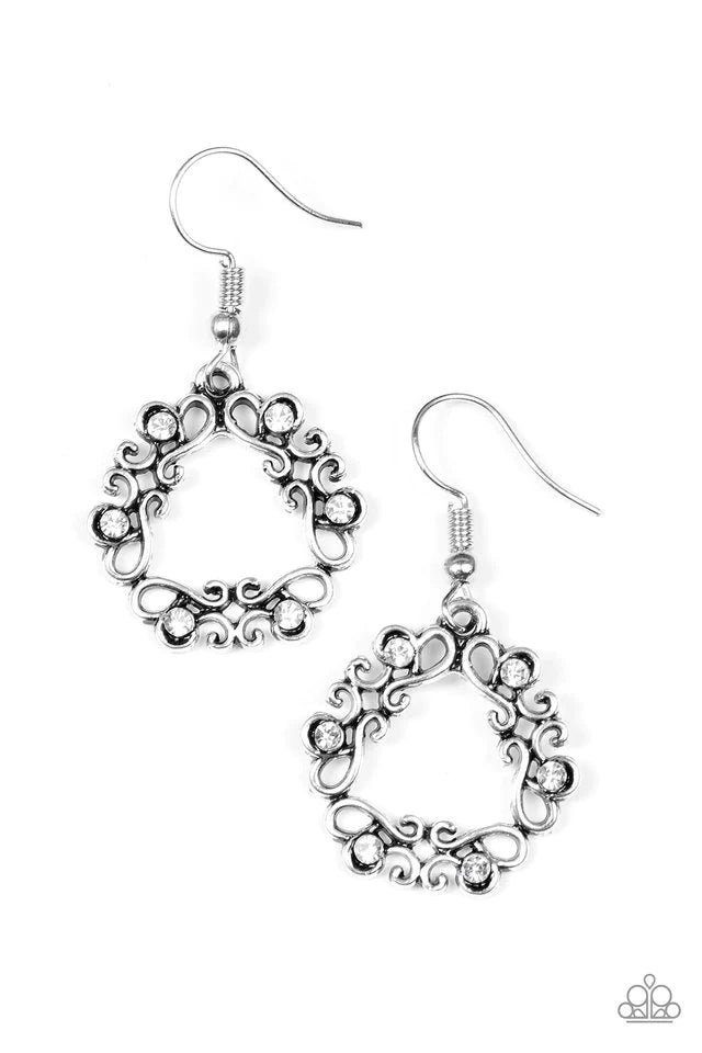 Paparazzi Earring ~ Whimsy Wreaths - White