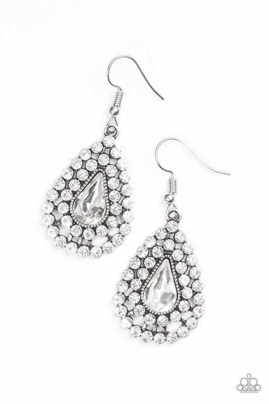 Paparazzi Earrings - Diamond Dazzle - White