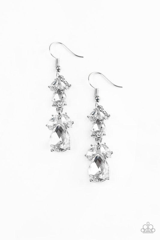 Paparazzi Earrings - Trophy Hall - White