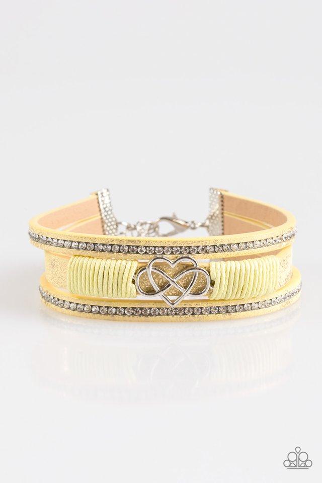 Pulsera Paparazzi ~ Corazón Hustlin - Amarillo