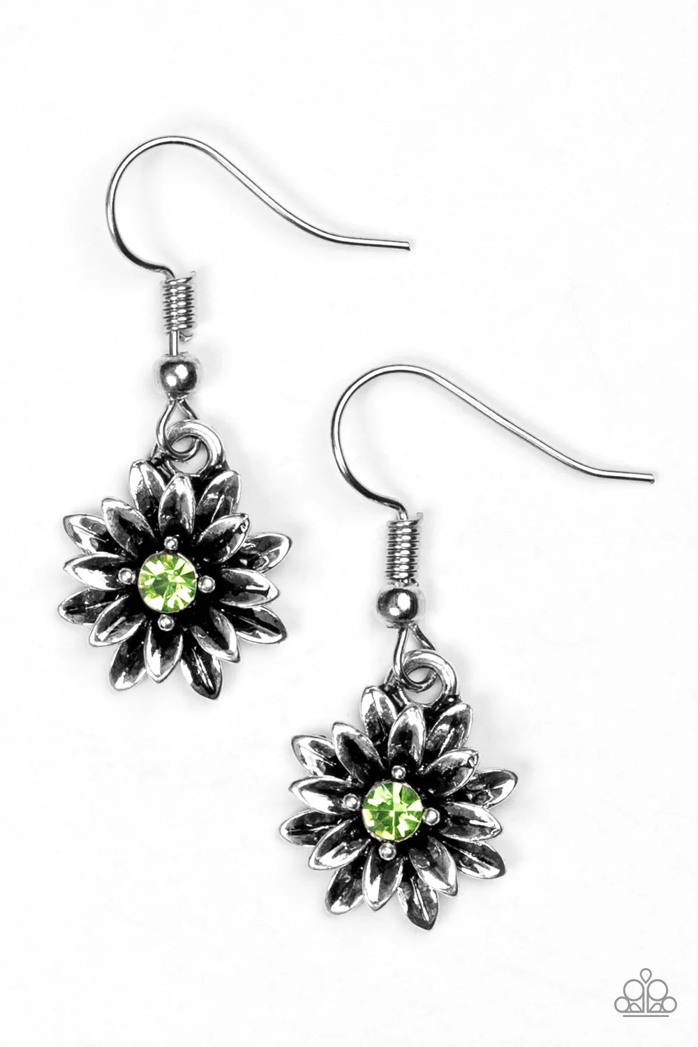 Paparazzi Earring ~ Diamonds and Daisies - Green