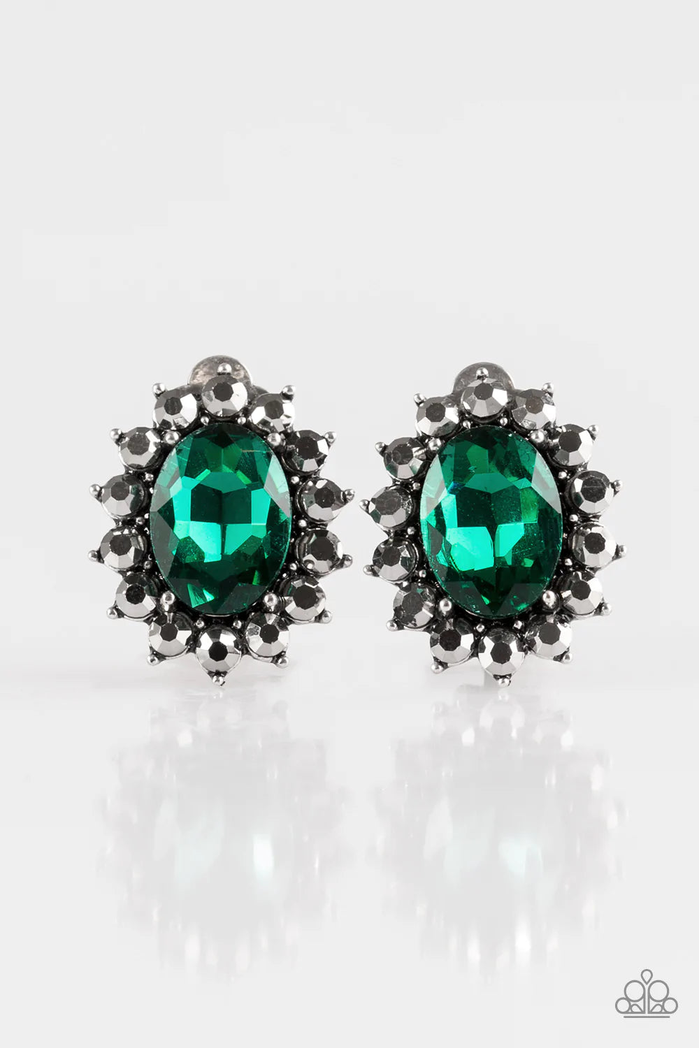 Paparazzi Earring ~ Gala Glamour - Green Clip-On