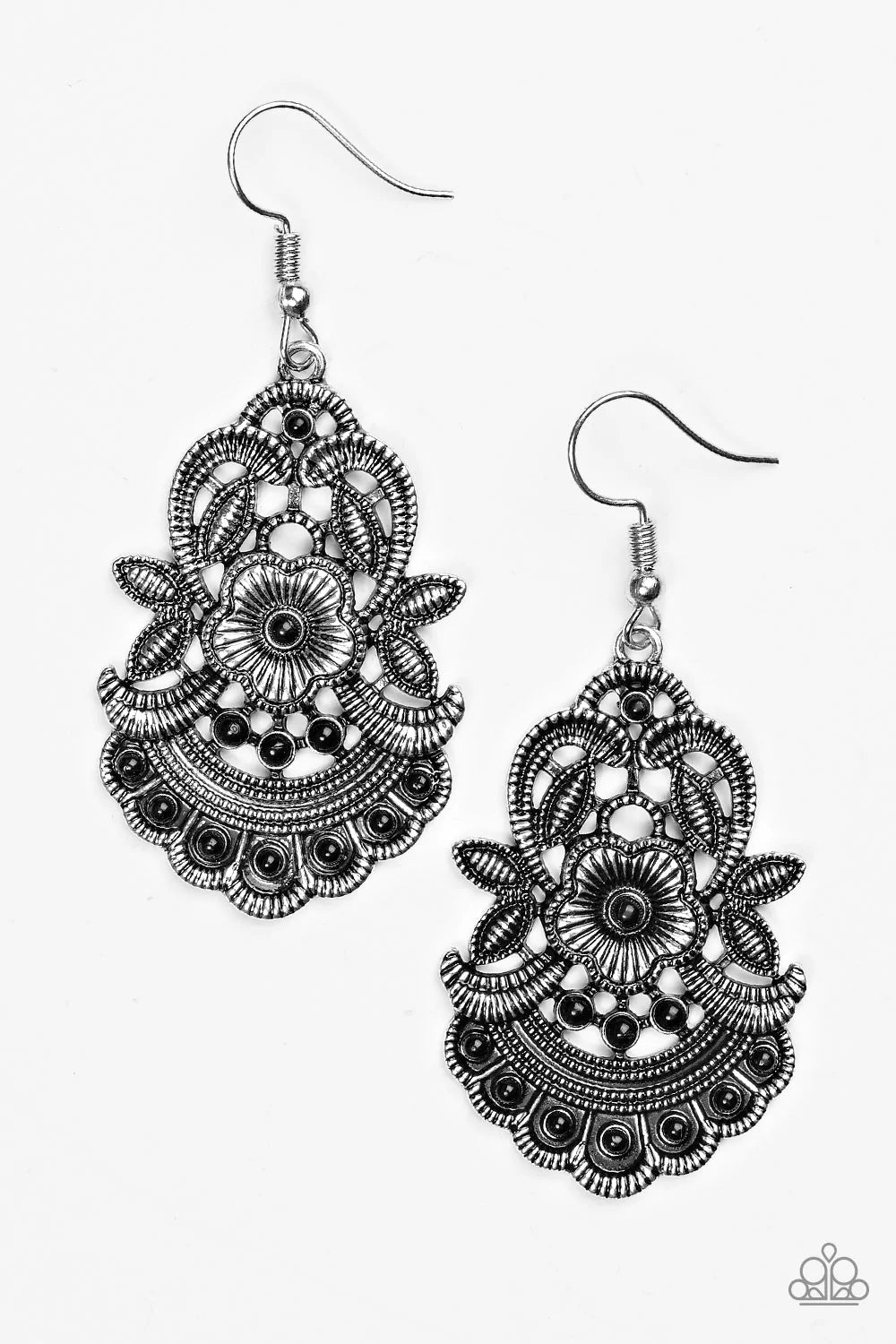 Paparazzi Earring ~ Blooming Bora Bora - Black