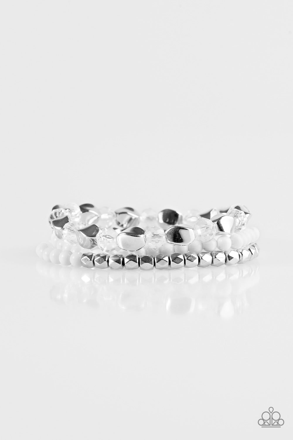 Paparazzi Bracelet ~ Beaded Bravado - White