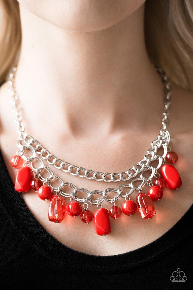Paparazzi Necklace - Brazilian Bay - Red
