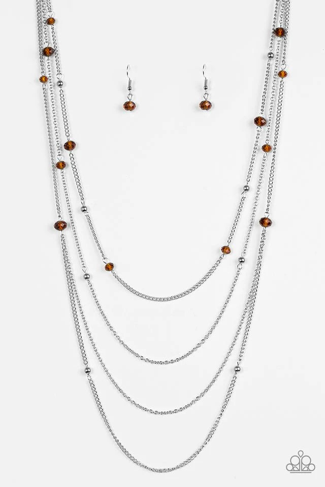 Collar Paparazzi ~ En la parte delantera SHINE - Marrón