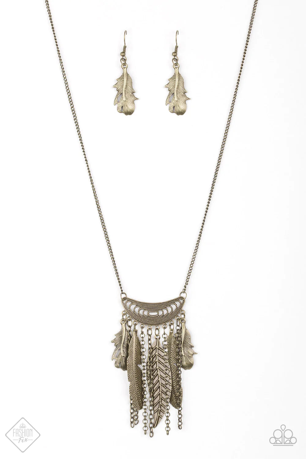 Paparazzi Necklace ~ Fiercely Feathered - Brass
